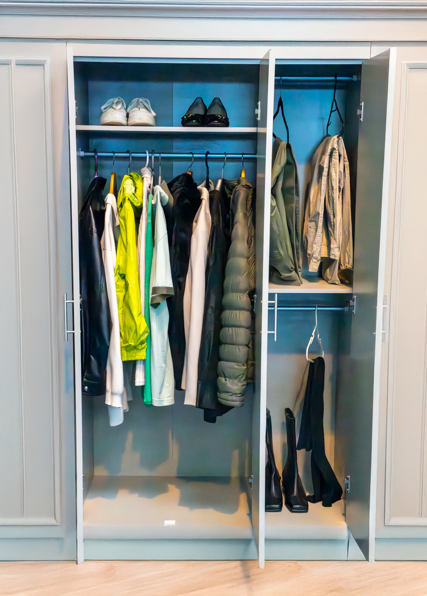 An open wardrobe showing Preloved Clothing